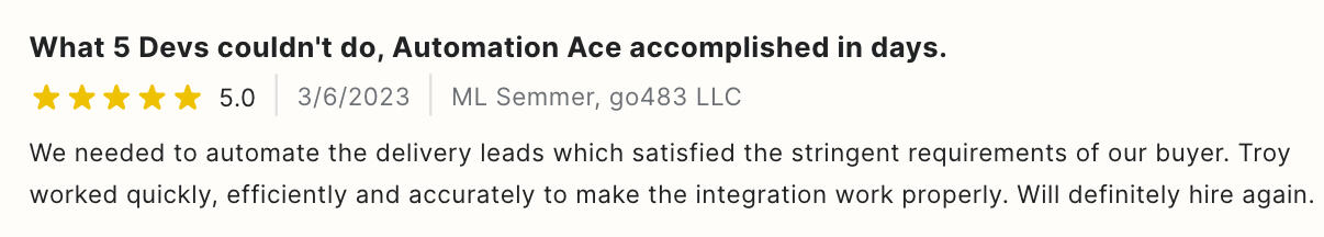 Troy Tessalone | Automation Ace - 5 ⭐ Review