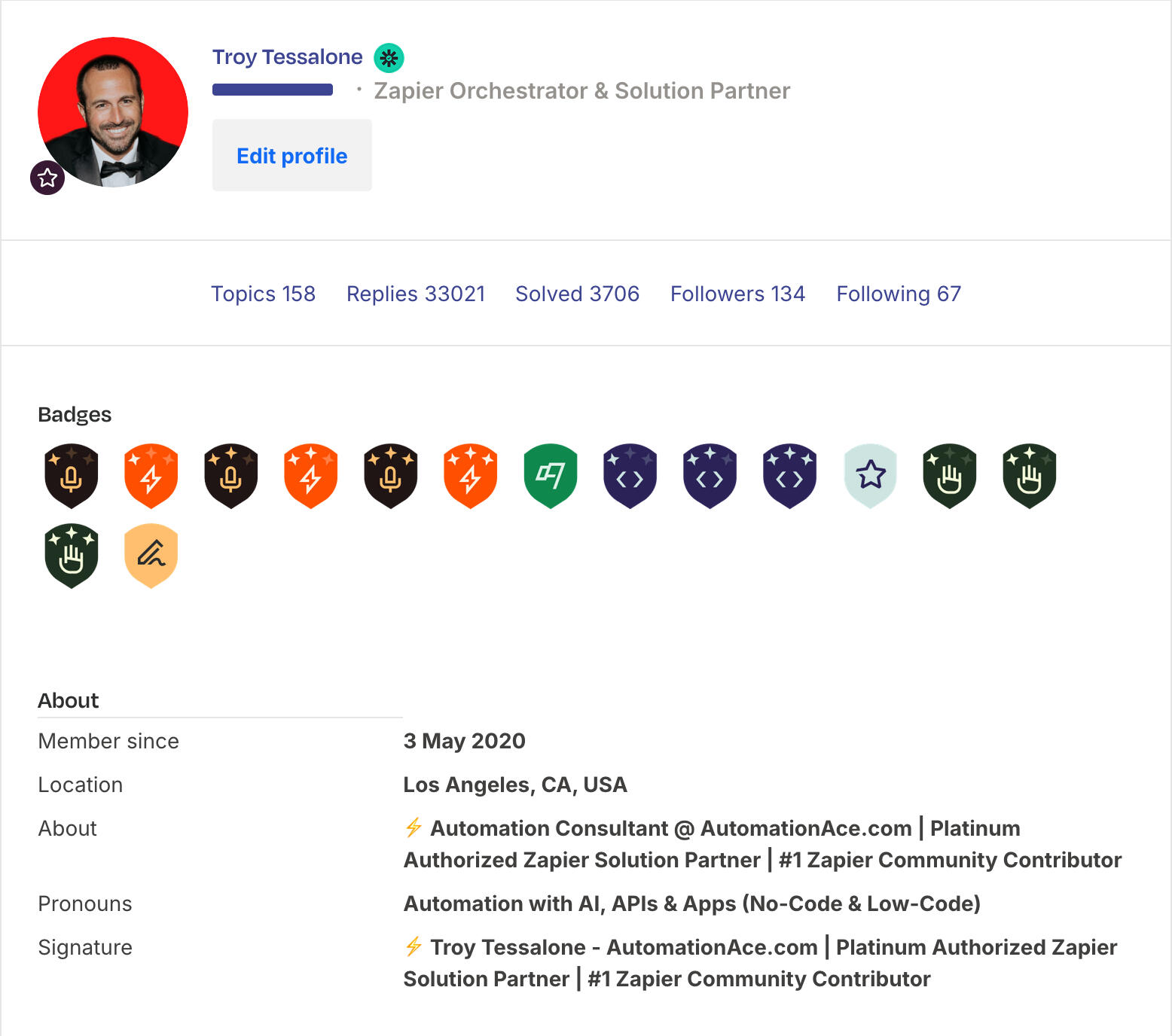 Automation Ace | Troy Tessalone - #1 Zapier Community Contributor